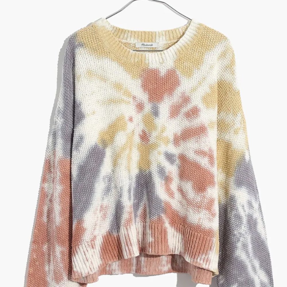 Madewell Westford Cotton Knit Tie Dye Pullover Sweater